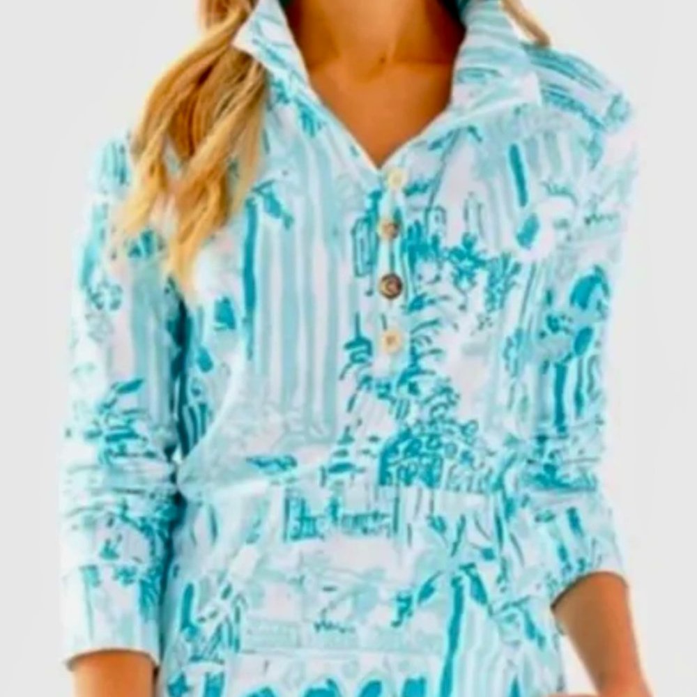 Lilly Pulitzer Captain Popover Small La Via Loca Beach Palm Tropical UPF50+ S